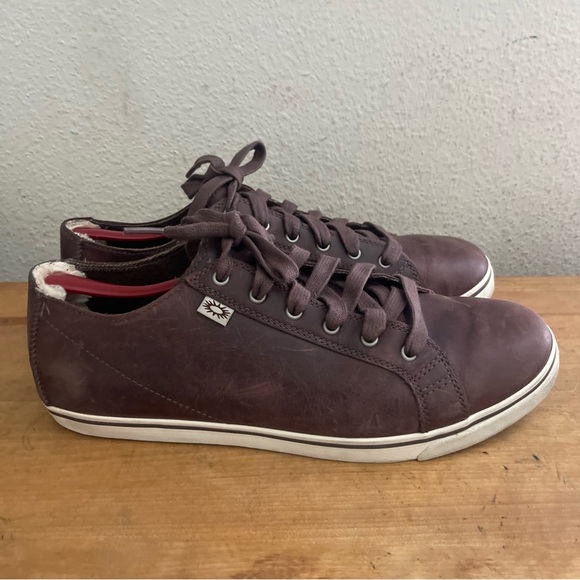 UGG Australia Mens Vanowen Sneaker Shoes Brown Leahter Lace Up Low Top Size: 12 - Picture 4 of 12
